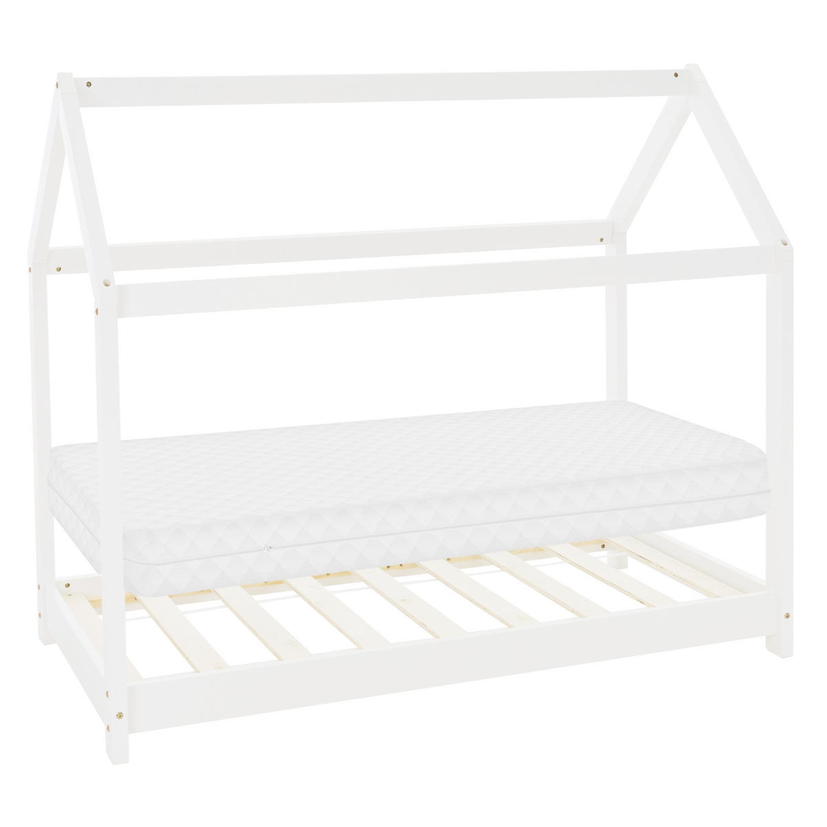 KINDERBETT mit Dach und Matratze 80x160 cm Weiß - Weiß, Holz (80/160cm) - ML-DESIGN