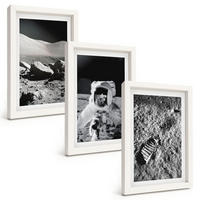 BILDER SET 3er Set - 20x30 cm Weißer Rahmen - NASA-Fotos vom Mond Astronaut - Weiß, Kunststoff (20/30cm) - TULUP