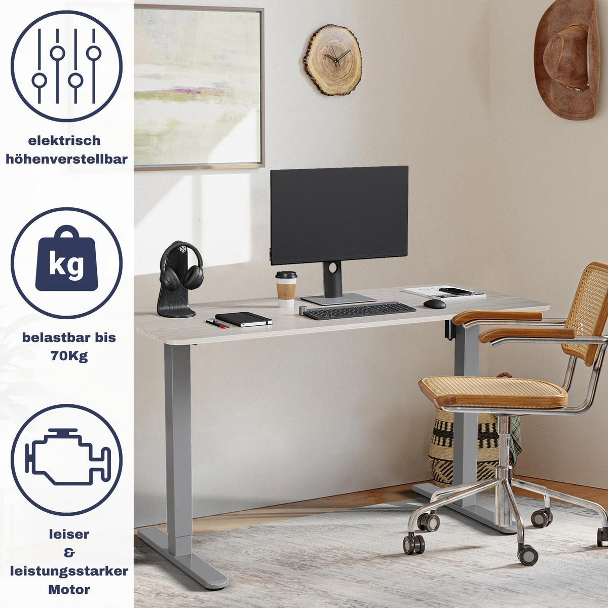 TISCHGESTELL HÖHENVERSTELLBAR UP30 silber - Grau, Metall (59/135/116cm) - Albatros