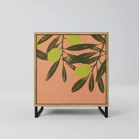 SIDEBOARD JUICY OLIVES, Eichefarben, 57,5x42x67,5 cm, Schwarze Metall-Rahmenfüße - Eichefarben/Multicolor, Holzwerkstoff/Metall (57.5/67.5/42cm) - SpaceRebels