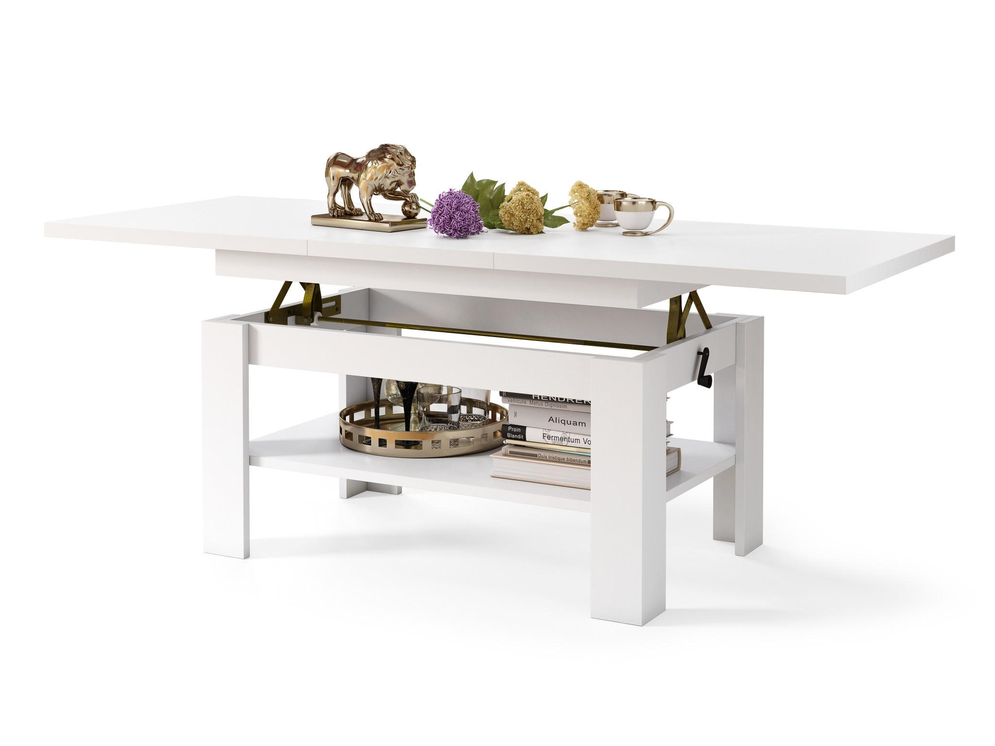 COUCHTISCH rechteckig Weiß ausziehbar höhenverstellbar - Weiß, Holzwerkstoff (65/130/58cm) - designimpex