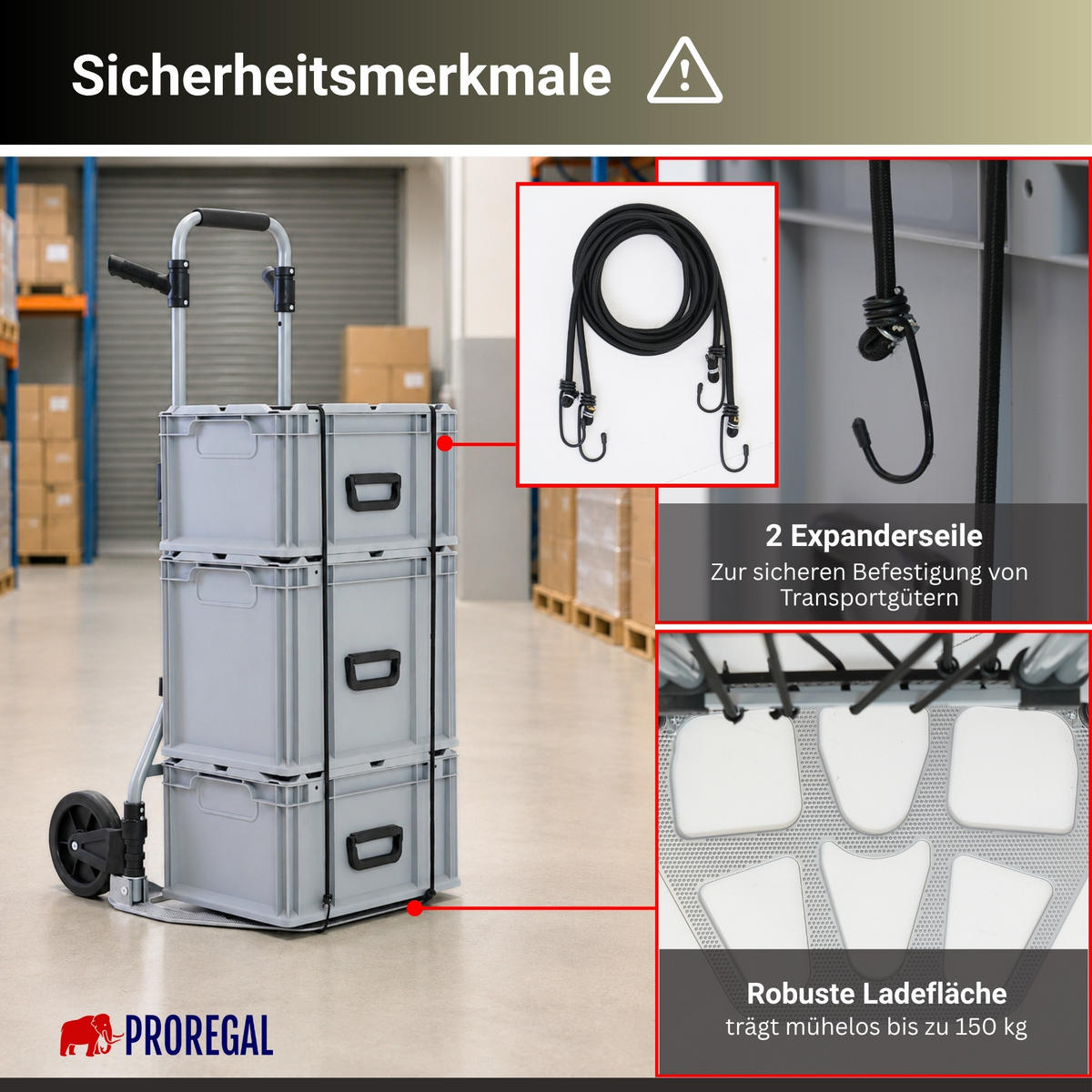 SACKKARRE Elephant klappbar 112x49x52cm Traglast 150kg AluminiumrahmenTRR Fachgummiräder Silber - Silberfarben, Metall (52/49/112cm) - PROREGAL