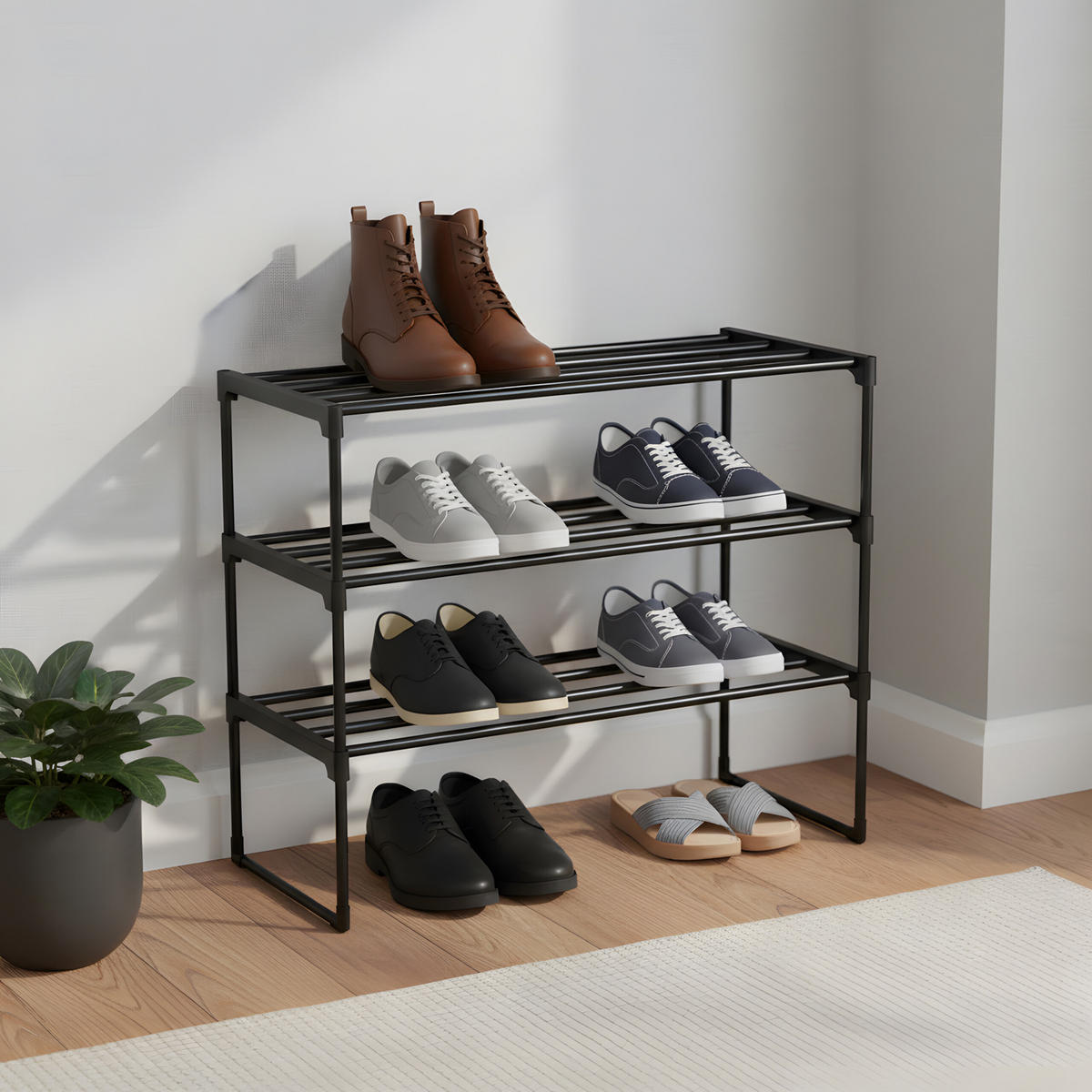 BOTNÍK - černá, kov/plast (92/55/30cm) - Relaxdays