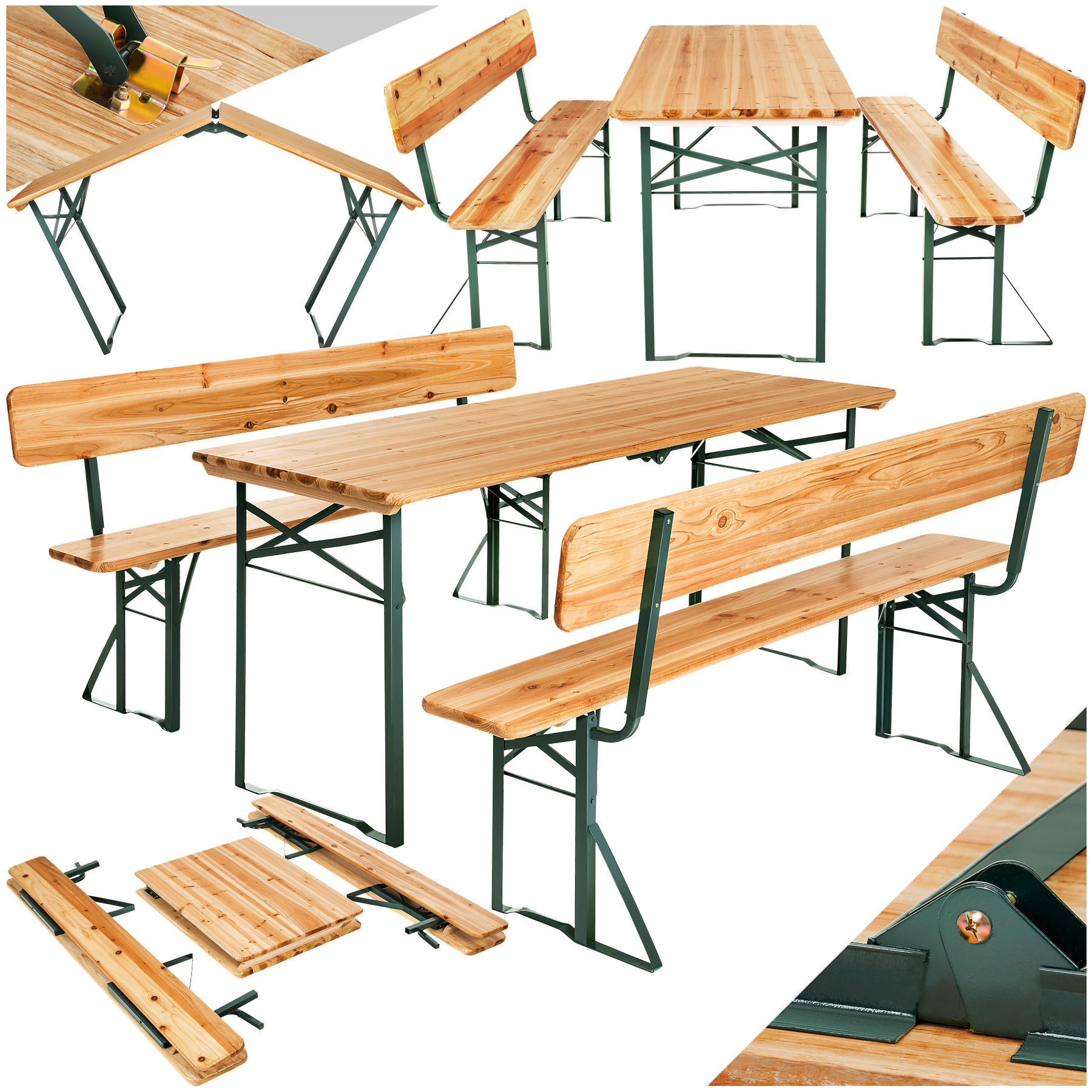 BIERZELTGARNITUR Franz Ii,robustes Tannenholz mit Schutzlackierung,braun - Braun, Naturmaterialien/Holz - tectake