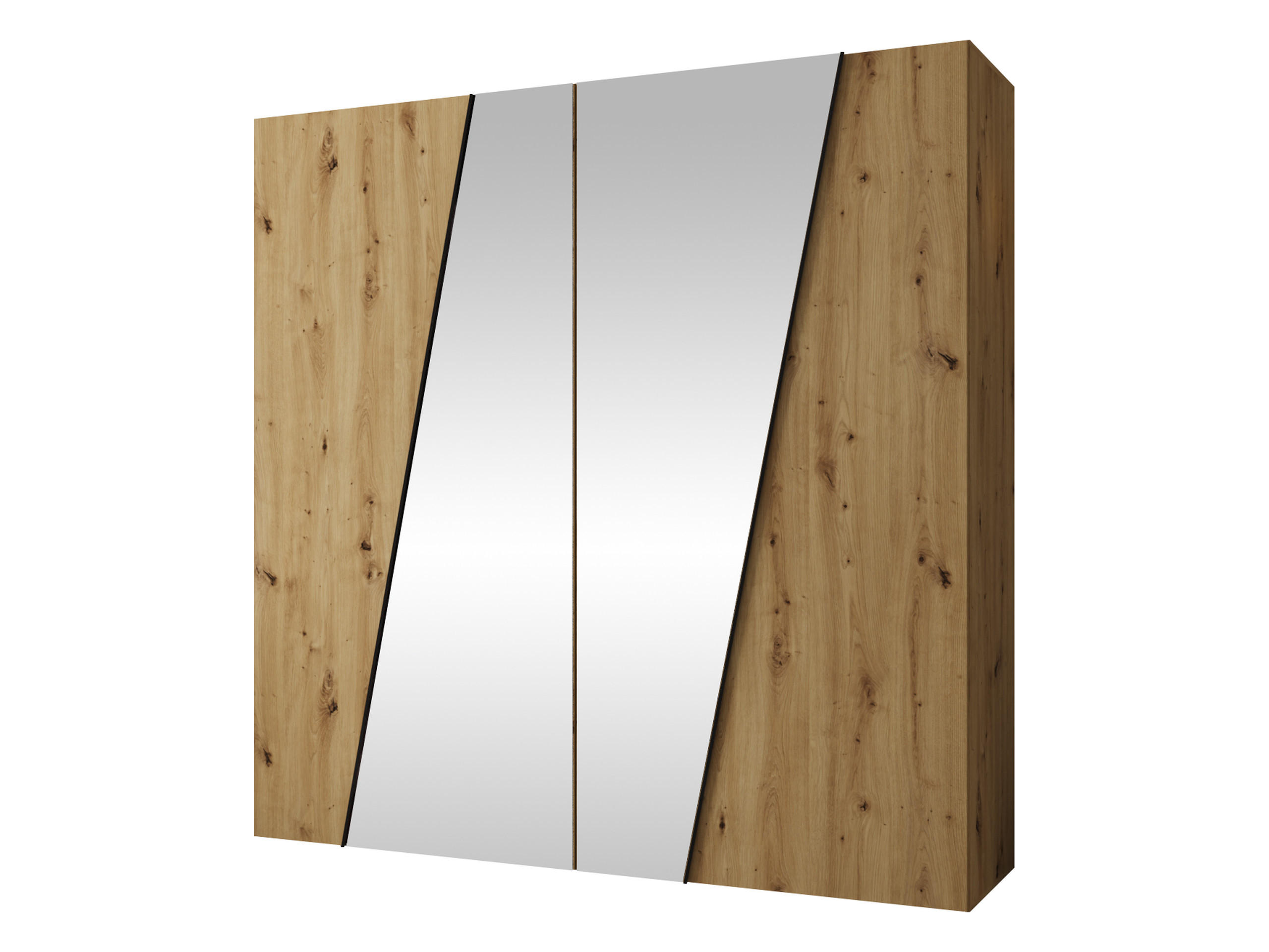 DREHTÜRENSCHRANK Zen 2L 200 cm - Schwarz/Eiche Artisan, Holzwerkstoff/Kunststoff (200/202/50cm) - MIRJAN24