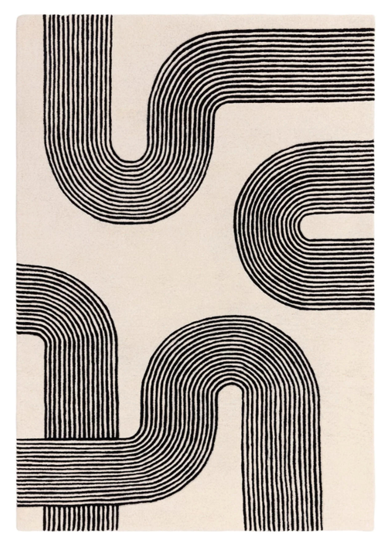 TEPPICH modern handgetuftet Wolle CROOK Schwarz 160 x 230 cm - Schwarz, Naturmaterialien (160/230cm) - Novatrend