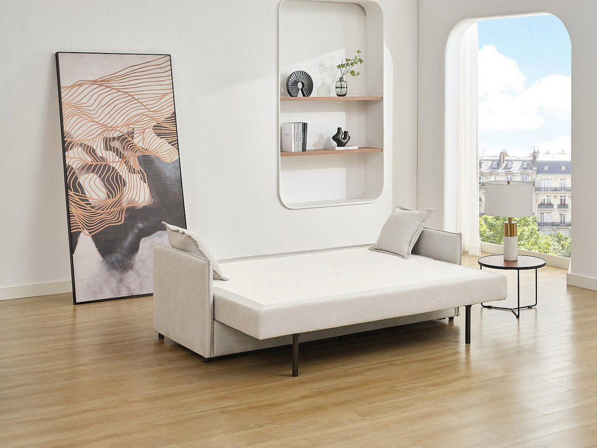 SCHLAFSOFA - 3 Personen - stoff - beige Seraba - Beige, Kunststoff/Textil (204/92/82cm) - Vente-Unique