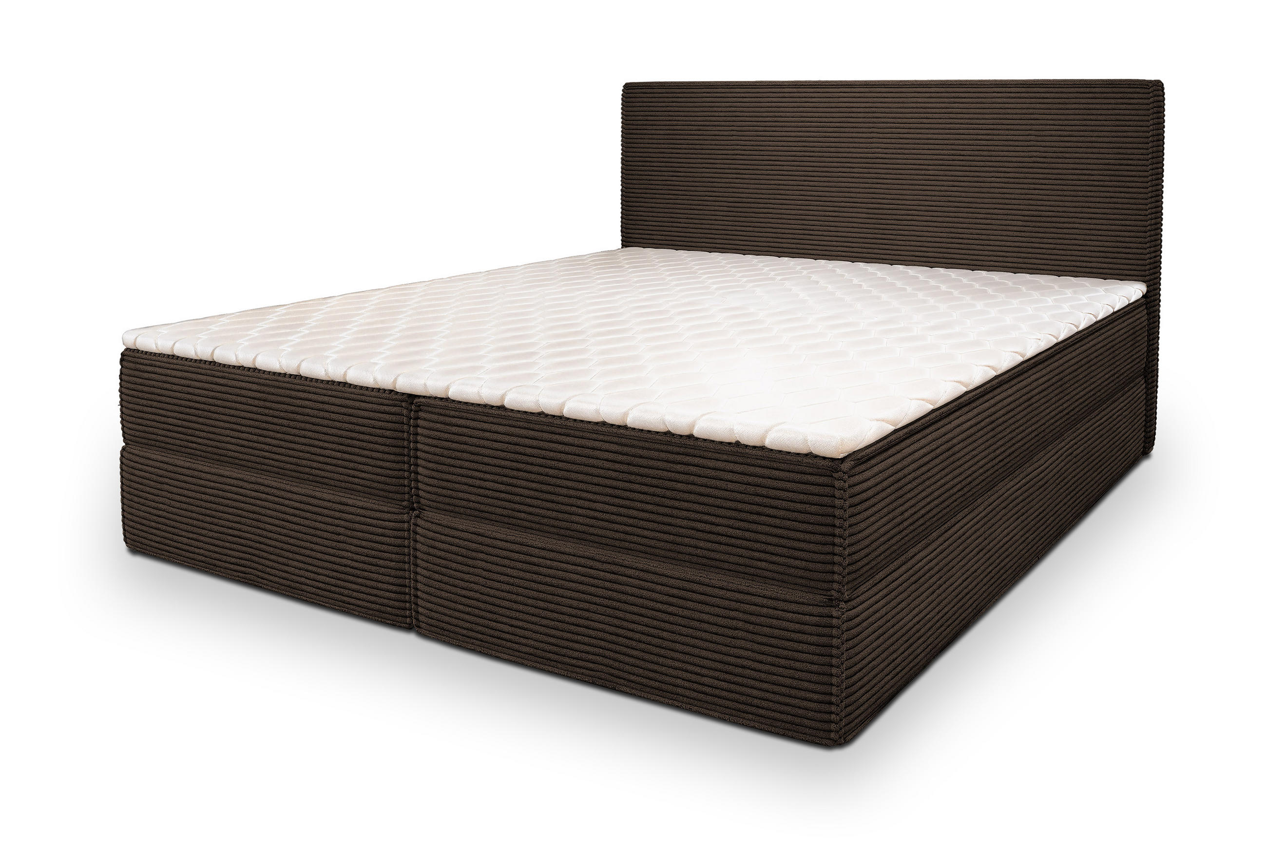 BOXBETT PELLIO 180x200 cm mit Matratze und Topper - Braun - Braun, Holz (180/200cm) - MASSENO