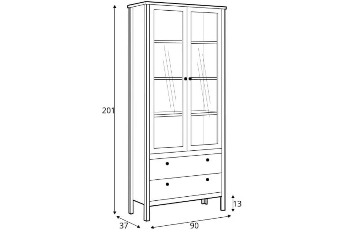 VITRINENSCHRANK FARGE mit Glastüren und zwei geräumige Schubladen, weiß - Weiß, Holz (90/201/37cm) - KONSIMO®