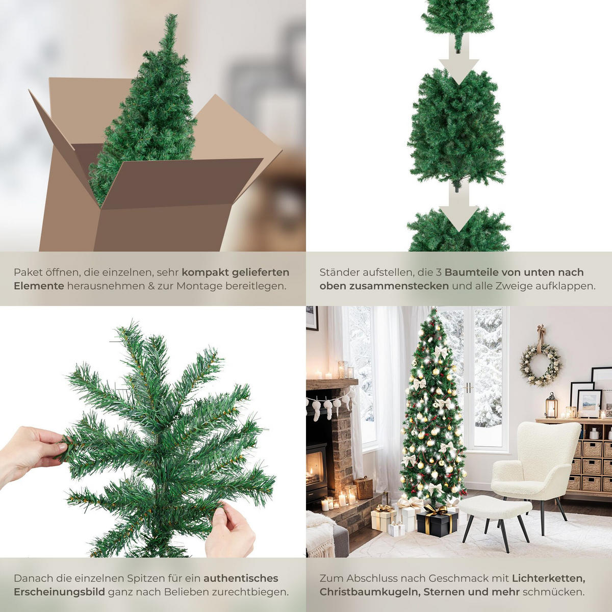 WEIHNACHTSBAUM Comet, pulverbeschichteter Metallständer mit Kunststoffkappen, grün - Grün, Kunststoff (150cm) - tectake