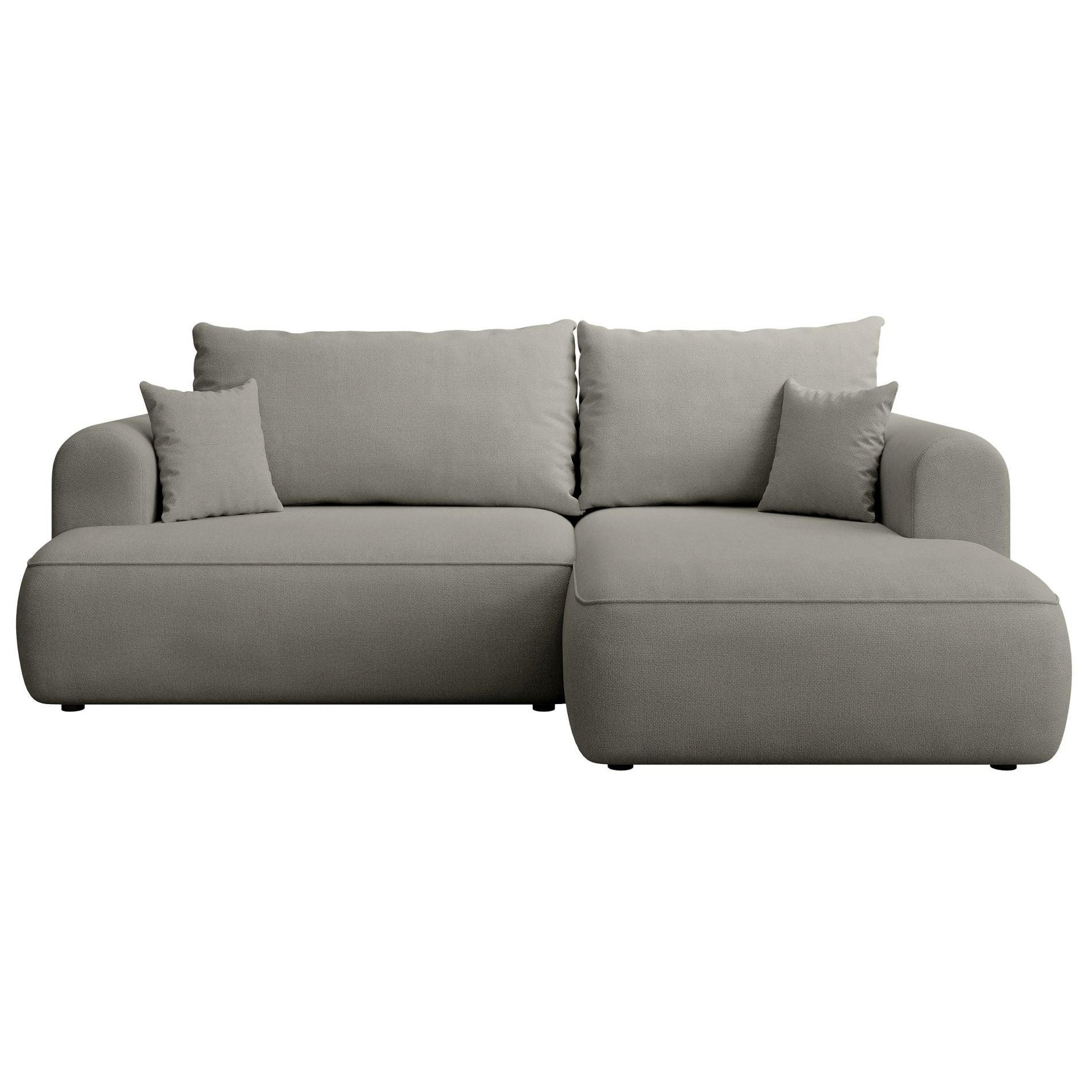 ECKSCHLAFSOFA Ovo Mini Hellgrau Easy-Clean-Chenille-Bezug - Hellgrau/Schwarz, Kunststoff/Textil (156/238cm) - Selsey