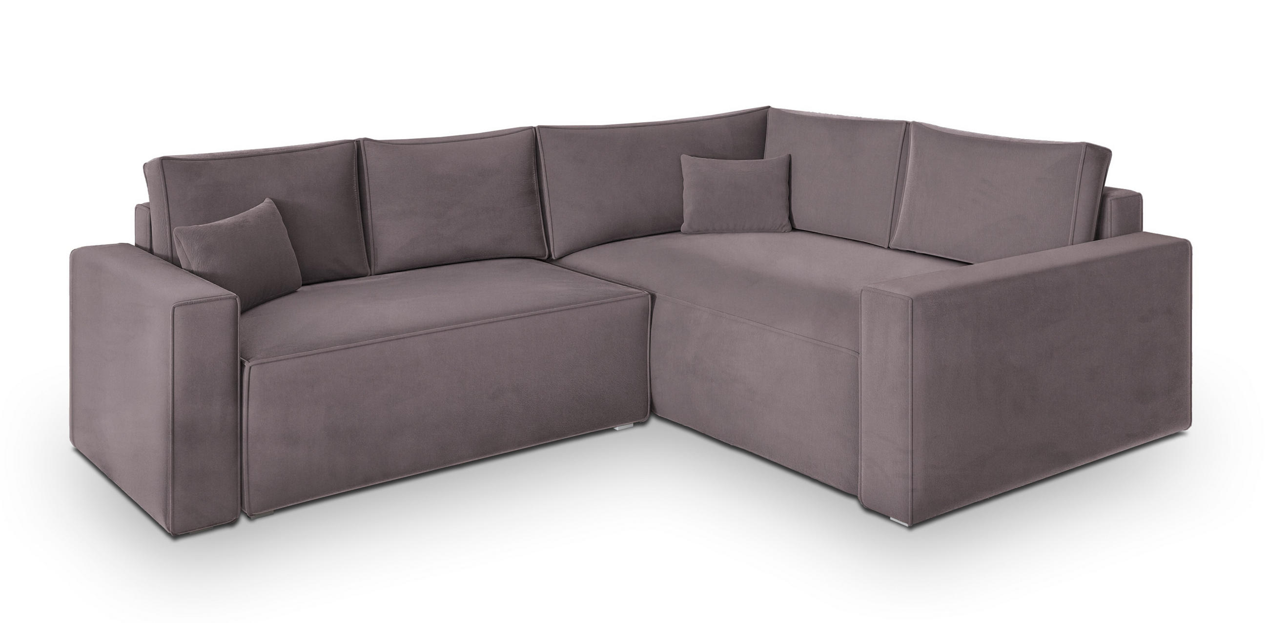 ECKSOFA ERONIS R-S Lila Velours-Stoff mit Schlaffunktion - Lila, Holz (265/194cm) - MASSENO
