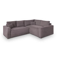 ECKSOFA ERONIS R-S Lila Velours-Stoff mit Schlaffunktion - Lila, Holz (265/194cm) - MASSENO