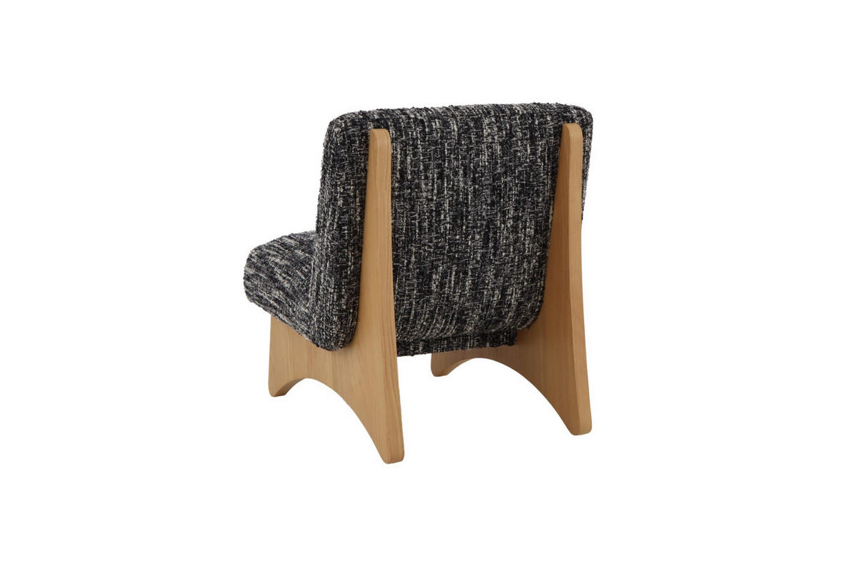 SESSEL Tommy, Natur Massiveiche + schwarz-weißer Stoff - Multicolor, Holz (73/86/88cm) - WOODEK