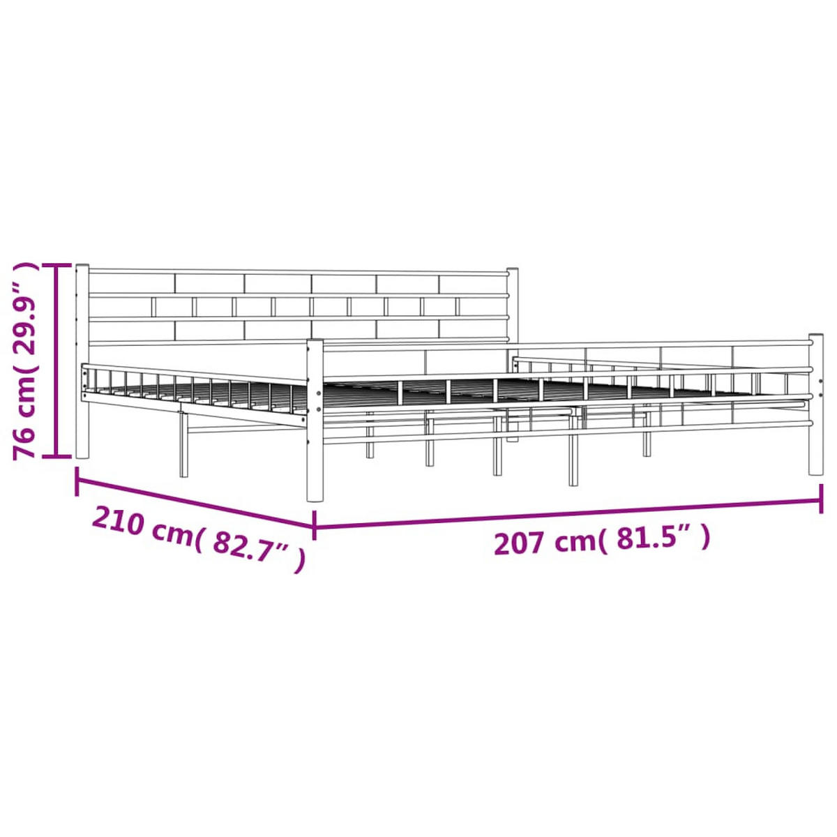 METALLBETT Hood 207/210 cm - Weiß, Metall (200/200cm) - Nettlife