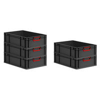 EUROBOX 5x NextGen Color 17x40x60 cm 34 Liter Griffe rot zu, Schwarz - Rot/Schwarz, Kunststoff (40/17/60cm) - PROREGAL