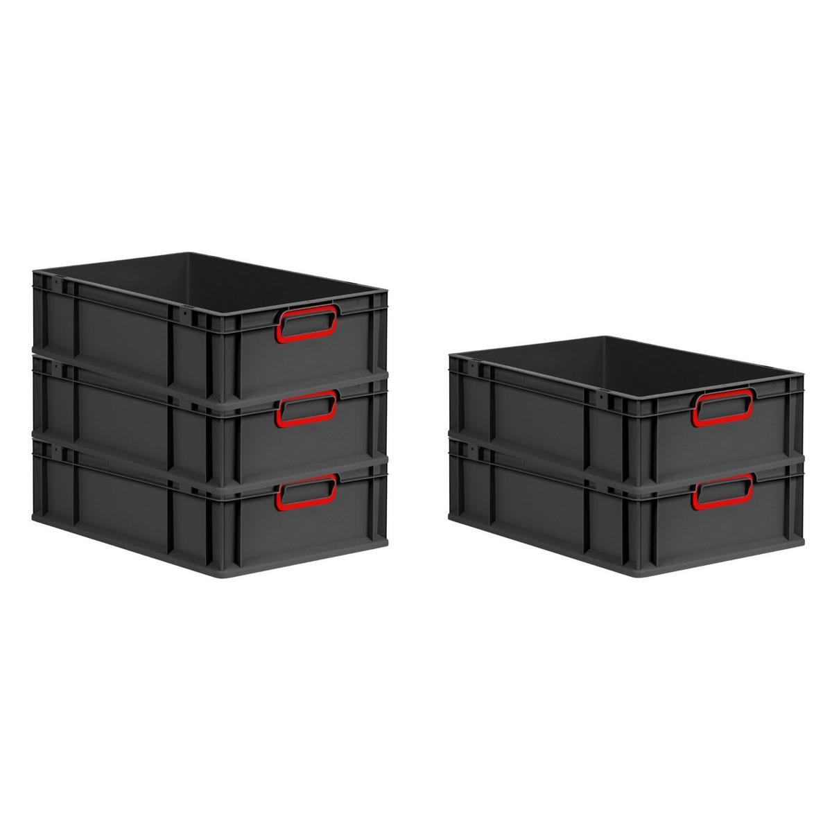 EUROBOX NextGen Color 17x40x60 cm 34 Liter Griffe rot zu, Schwarz - Rot/Schwarz, Kunststoff (40/17/60cm) - PROREGAL
