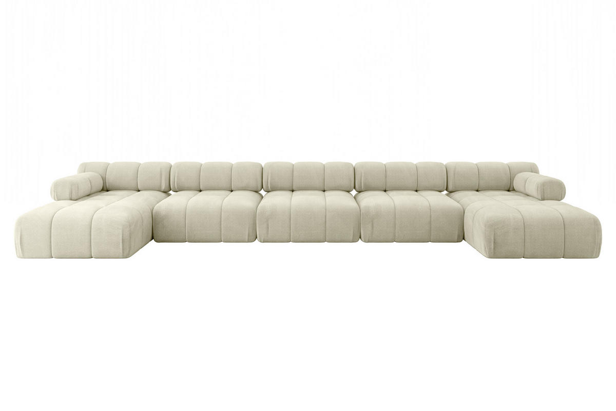 WOHNLANDSCHAFT modulares Sofa Tesso-U3 - 475x160x70 cm Beige Velours - Beige, Holzwerkstoff/Textil (475/70/160cm) - ALTDECOR