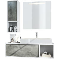 BADMÖBELSET La Costa Fronten in Beton Dunkel Optik - Dunkelgrau, Holzwerkstoff (126.5/190/46cm) - Vladon