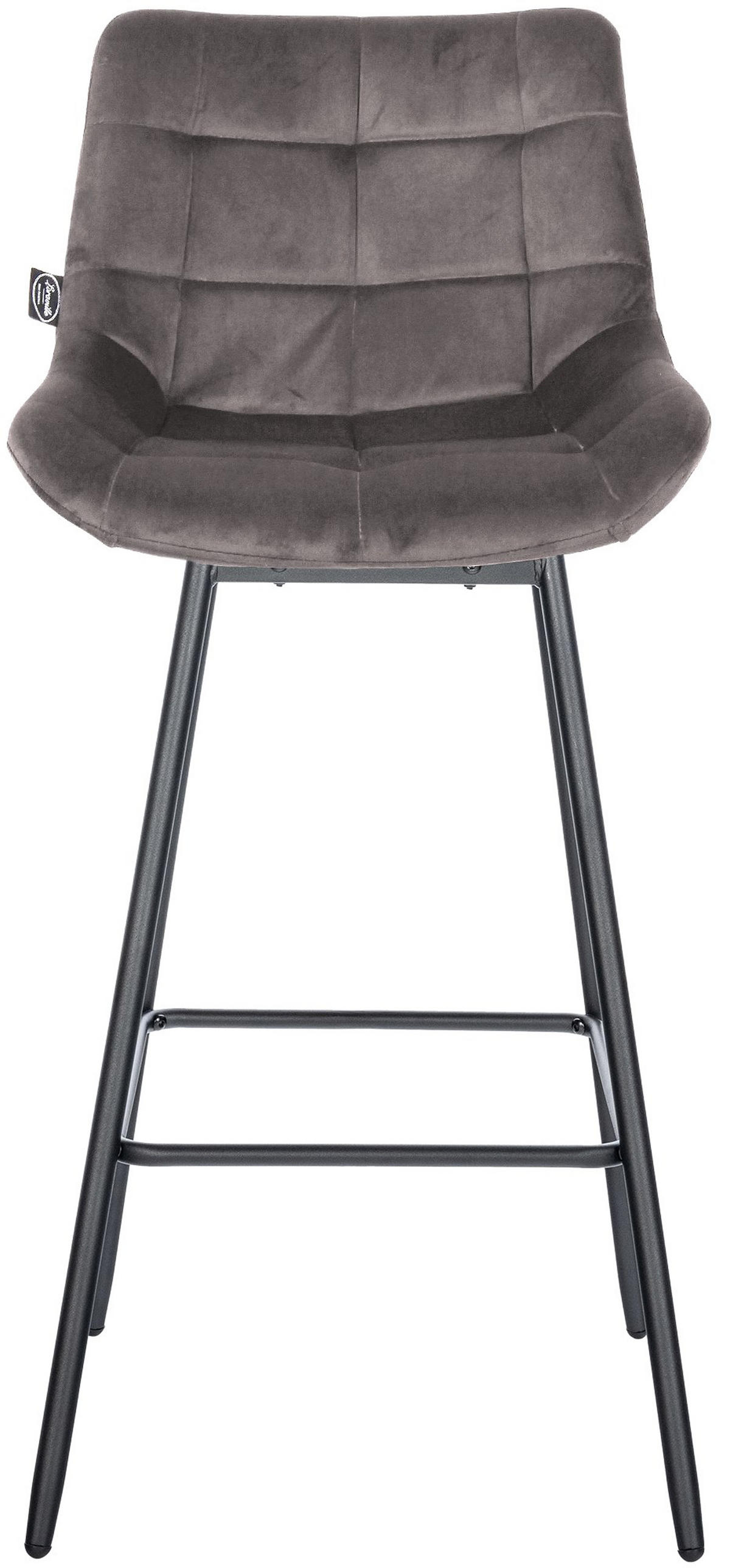 BARHOCKER Welton Schwenkbar Samt grau - Schwarz/Grau, Textil/Metall (49/105/56cm) - TPFLiving