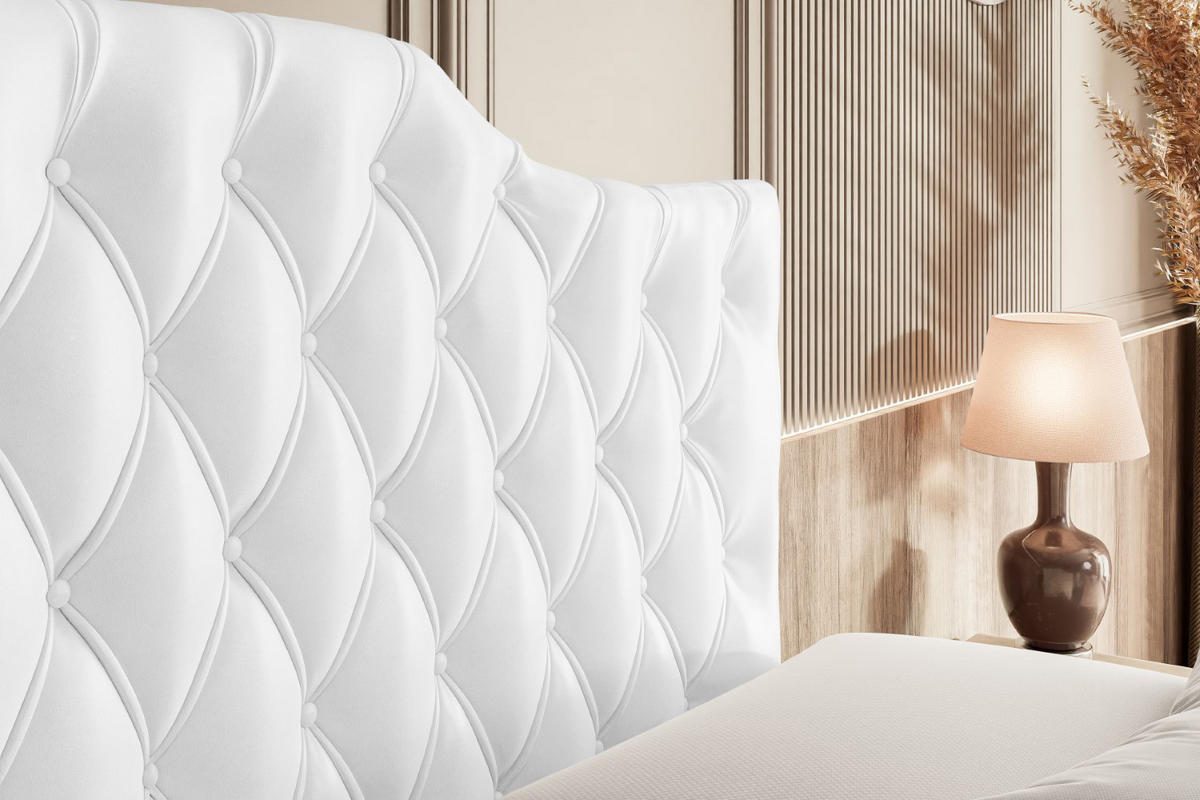 BOXBETT mit Matratze H3 und Lattenrost - VILA-1 - 180x200 cm Weiß Hochglanz - Weiß Hochglanz, Holzwerkstoff (180/200cm) - ALTDECOR