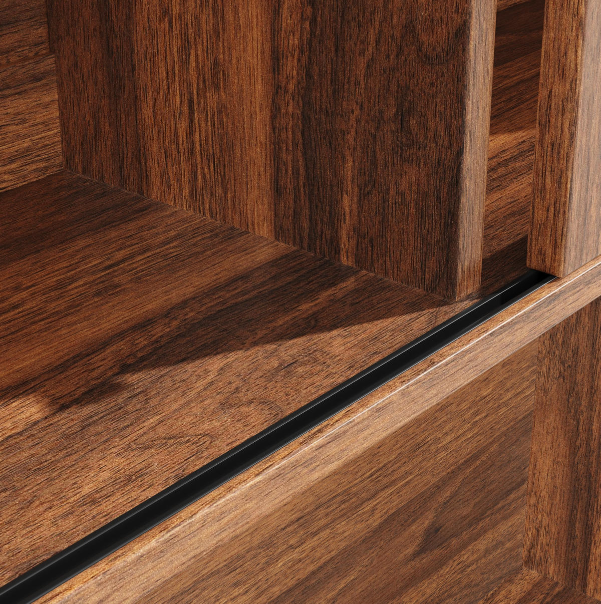 HOCHSCHRANK mit LED 140x40x185 cm MDF Glas Walnut Brown - Braun, Glas (40/185/140cm) - Meubliv