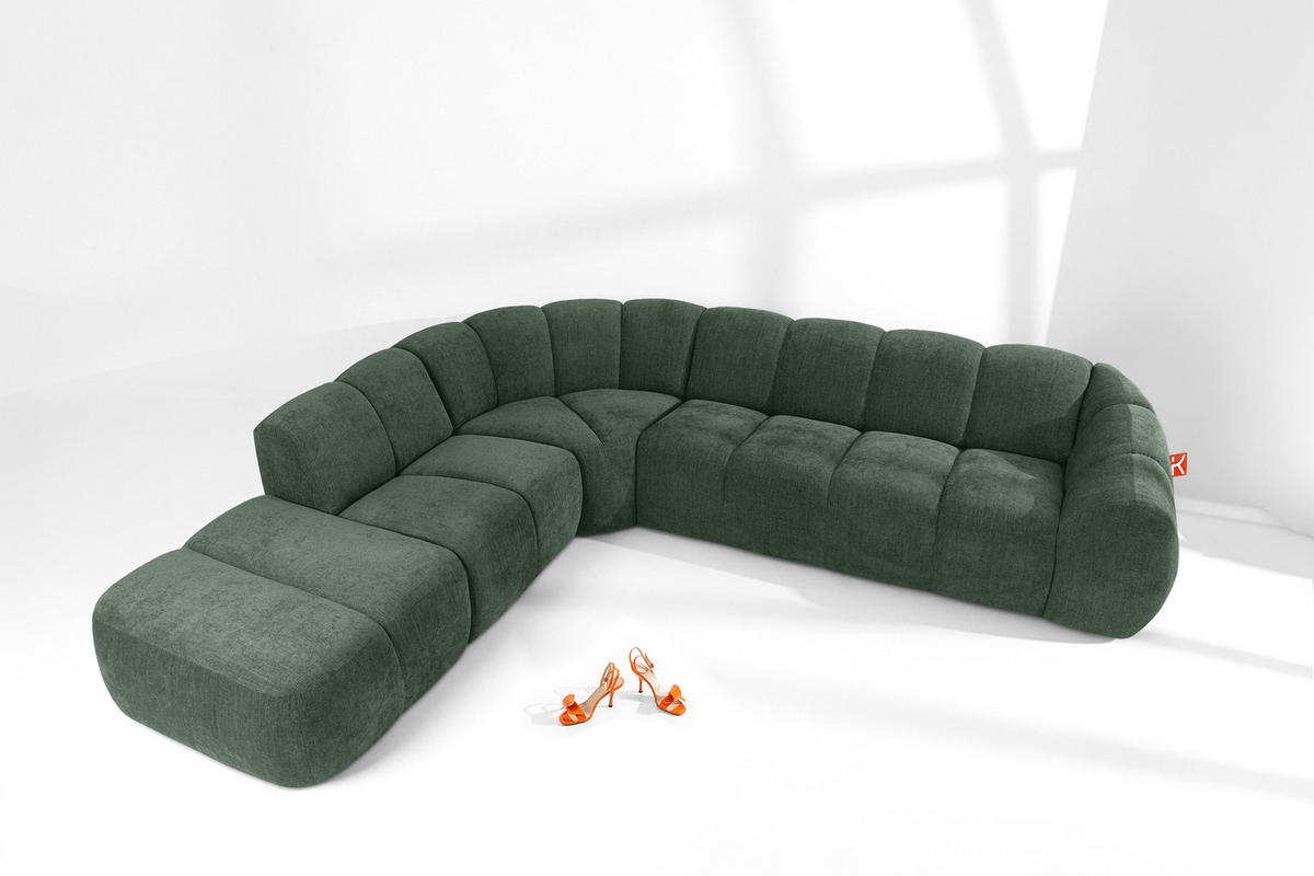 ECKSOFA LINKS FLAVA, Dunkelgrün - Dunkelgrün, Holz/Holzwerkstoff (310/274cm) - KONSIMO®