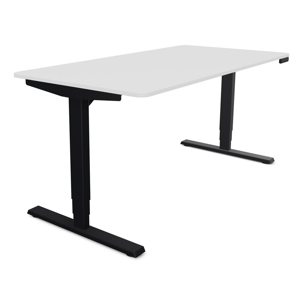 SCHREIBTISCH Elektrisch höhenverstellbarer Schreibtisch Y-Line Curved Signalweiß Schwarz 160/70/62-127cm - Schwarz/Weiß, Holzwerkstoff/Metall (70/160/127cm) - ASSMANN