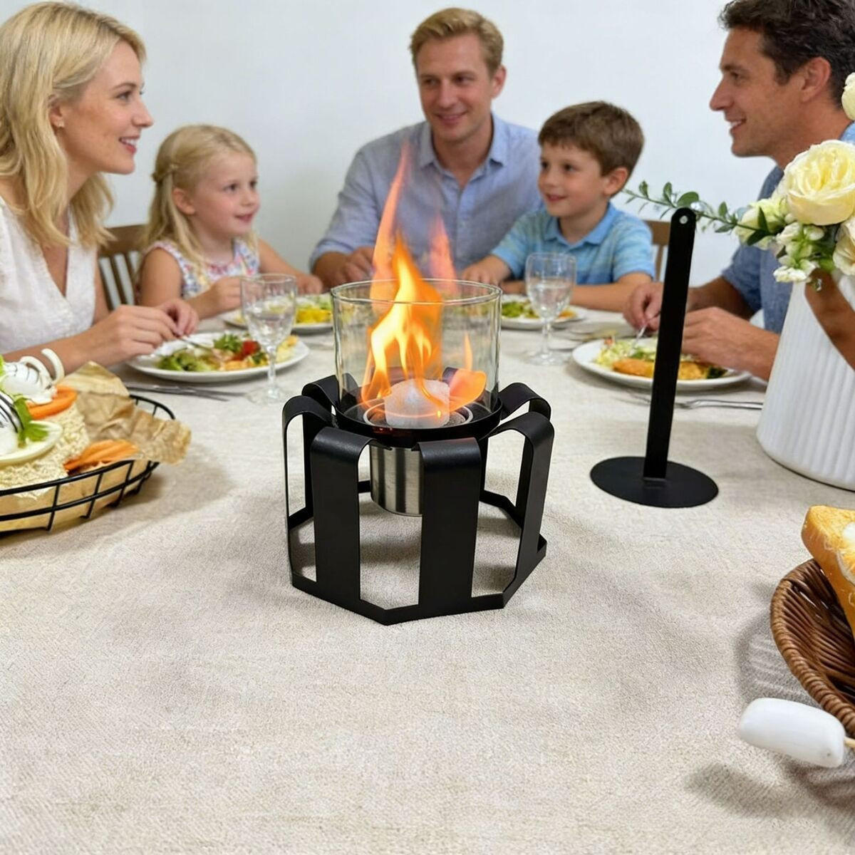 BIOETHANOL-KAMIN Weiß 16/16/17.5 cm - Schwarz, Metall (16/17.5/16cm) - Authentics