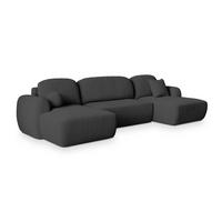 WOHNLANDSCHAFT SAVONA P Graphitfarben Kordstoff mit Schlaffunktion - Graphitfarben, Holz (320/90/148cm) - MASSENO