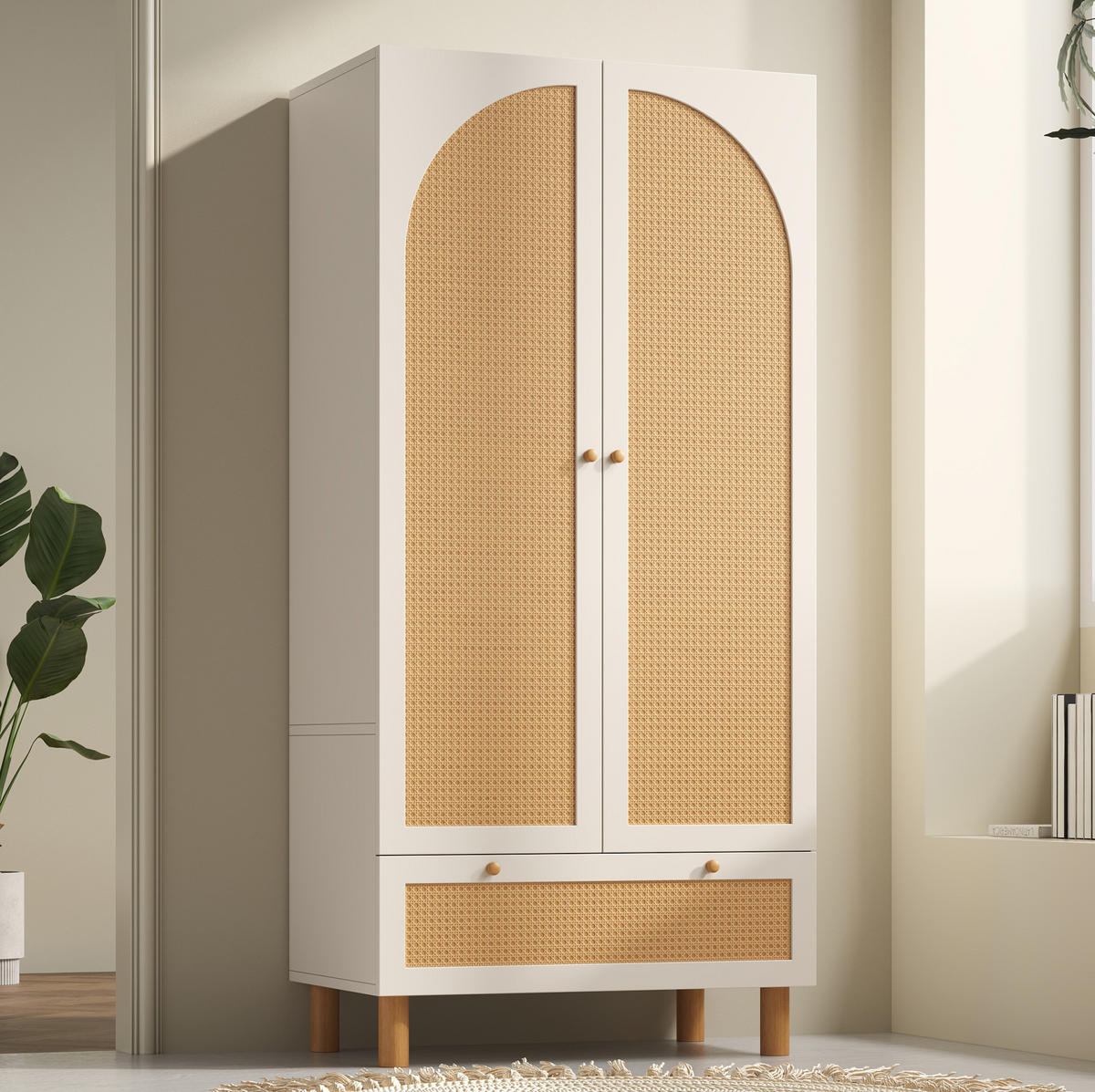 KLEIDERSCHRANK 85,5/52/180,5 cm weiß aus Holz mit Schublade - Weiß, Holz (85.5/180.5/52cm) - OKWISH