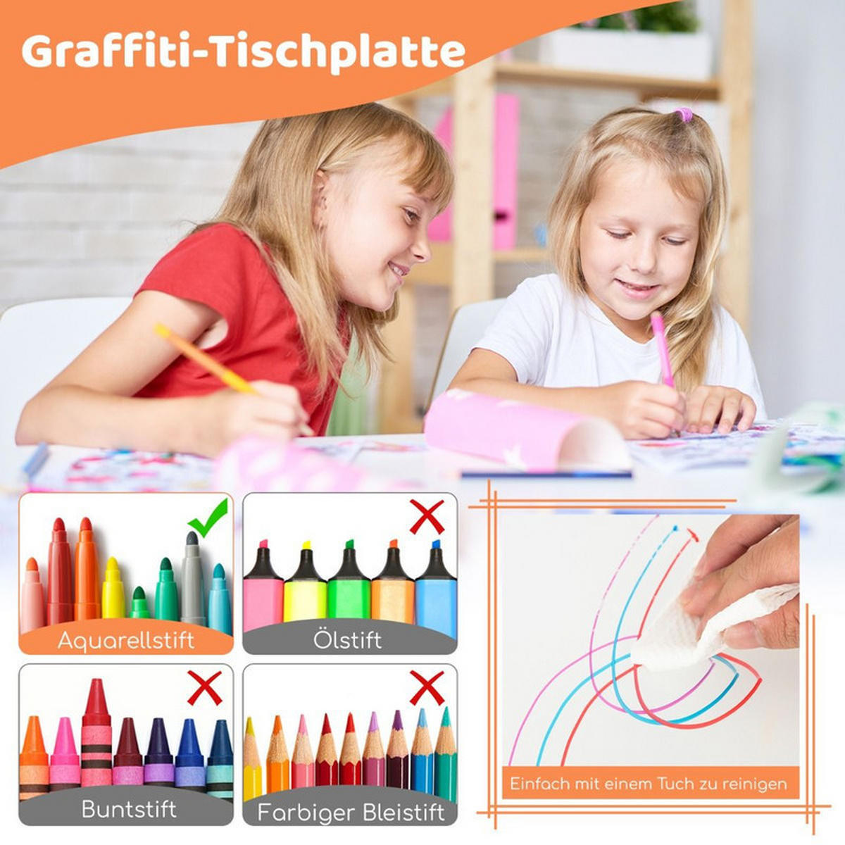KINDERTISCH mit 4 Stühlen natur(5-tlg) - Naturfarben, Kunststoff (120/60/60cm) - COSTWAY