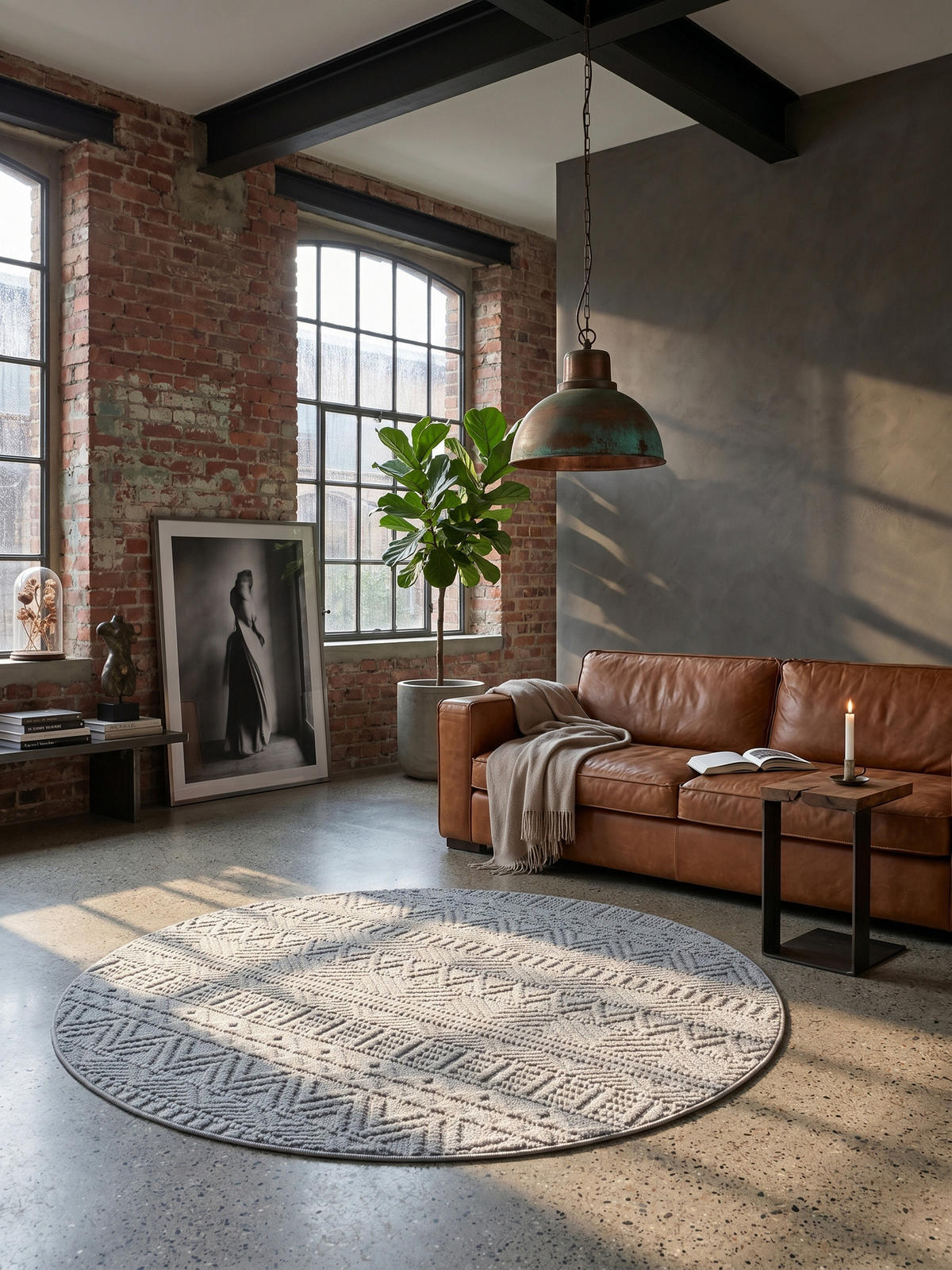 TEPPICH Flachgewebe LANGAU in Silber, mit Ethno-Streifen, Ø 200 cm - Silberfarben, Textil (200/200cm) - KADIMA DESIGN