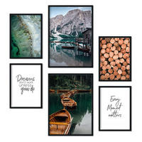 POSTER Set Mit 6 Winterberg Wandbild A3 & A4 Schwarzer Rahmen - Schwarz, Papier (29/3cm) - Nacnic