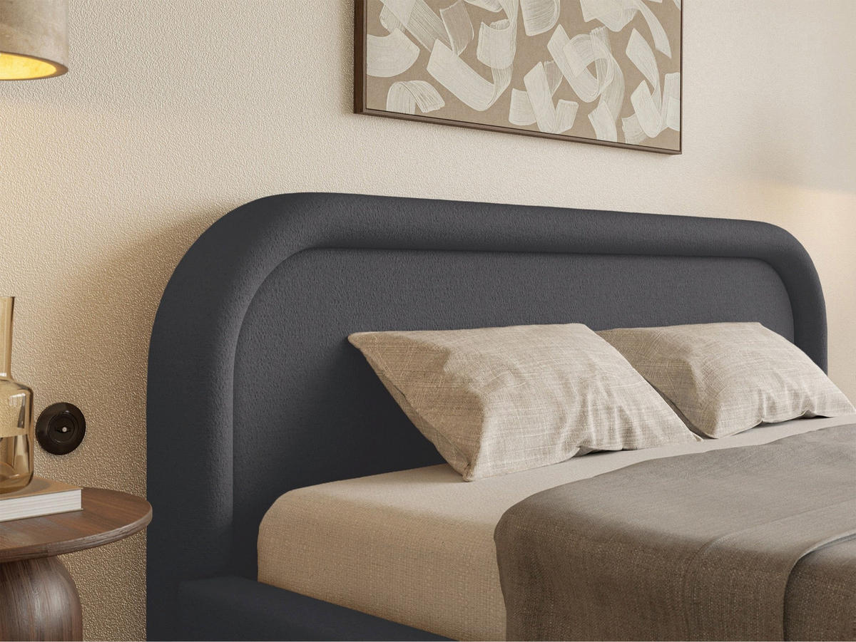POLSTERBETT Ruvi Graphitgrau 160x200 cm - Dunkelgrau/Schwarz, Holz/Textil (160/200cm) - Selsey