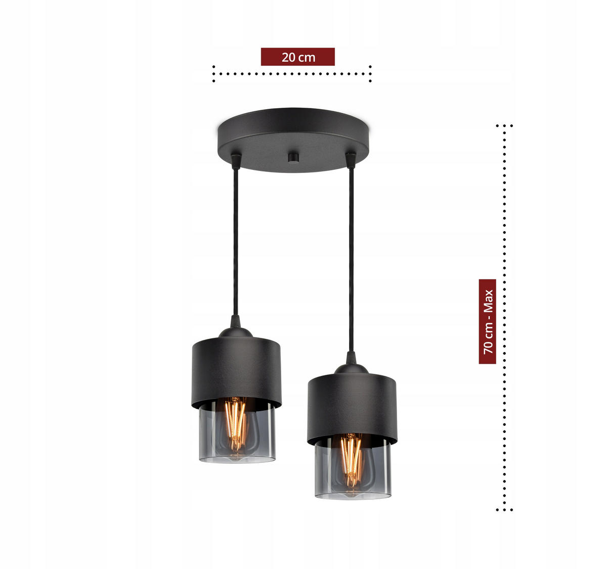 PENDELLEUCHTE Hege - Transparent/Anthrazit, Glas/Metall (25/25/70cm) - kiki design