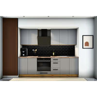 KÜCHENZEILE Nexa Grau – 260 cm – K97-G260 - Schwarz/Grau, Holzwerkstoff/Metall (260/212/52cm) - ROYAL24_MARKT