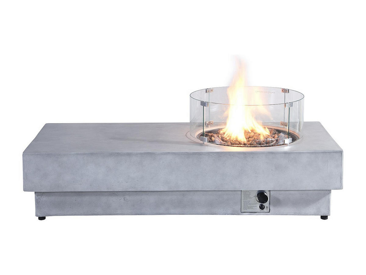 FEUERSCHALE - 152cm x 69.5cm - Kunststein - hellgrau - SEROZA - Hellgrau, Stein (152/57.2/69.5cm) - Vente-Unique