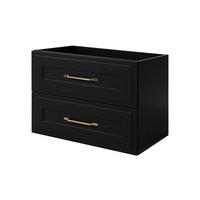 WASCHTISCHUNTERSCHRANK im klassischen Stil, schwarz, 80 x 57 x 46 cm - Goldfarben/Schwarz, Holzwerkstoff (80/57/46cm) - 3XE LIVING