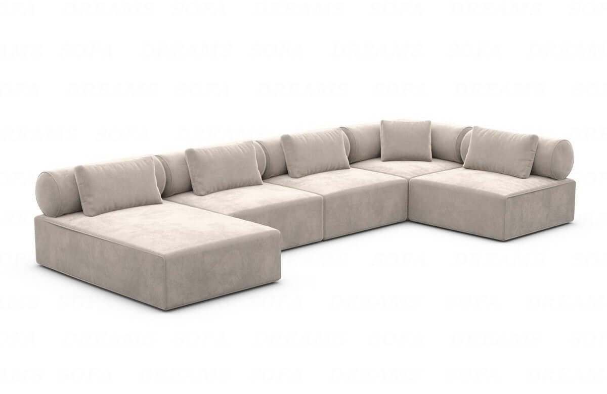 WOHNLANDSCHAFT Cipriani Sand Samtstoff - Sandfarben, Kunststoff (400/77/200cm)