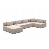 WOHNLANDSCHAFT Cipriani Sand Samtstoff - Sandfarben, Kunststoff (400/77/200cm)