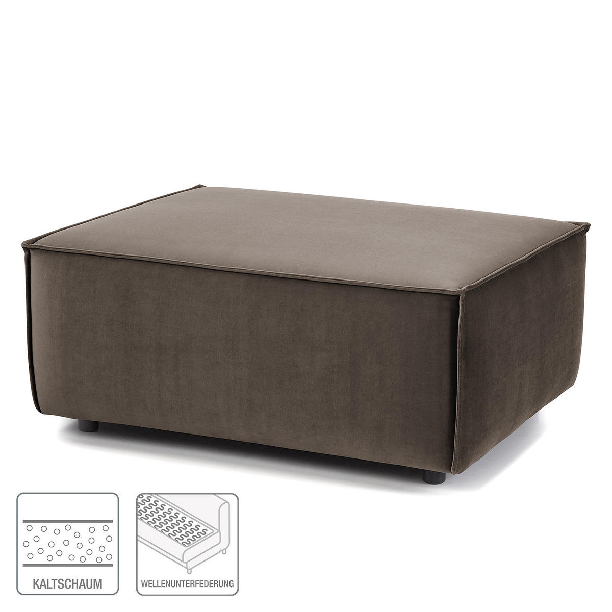 POLSTERHOCKER rechteckig - Taupe/Schwarz, Kunststoff/Textil (97/40/79cm) - home24