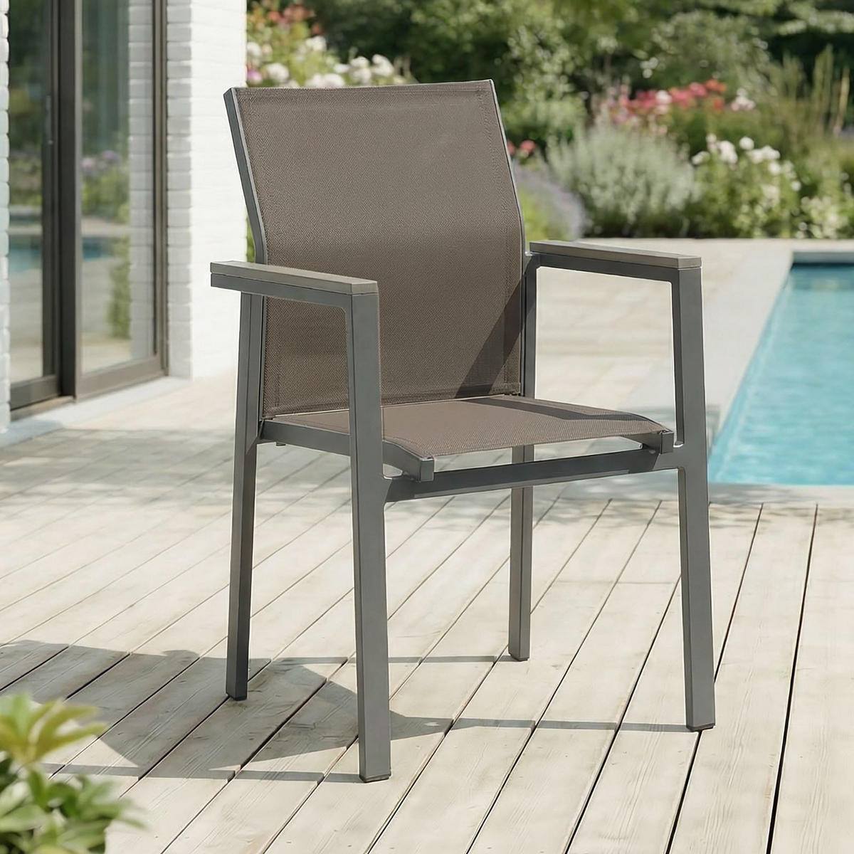 GARTENSTÜHLE WINDY 6ER-SET - Grau, Textil (56/87/58cm) - IDIMEX