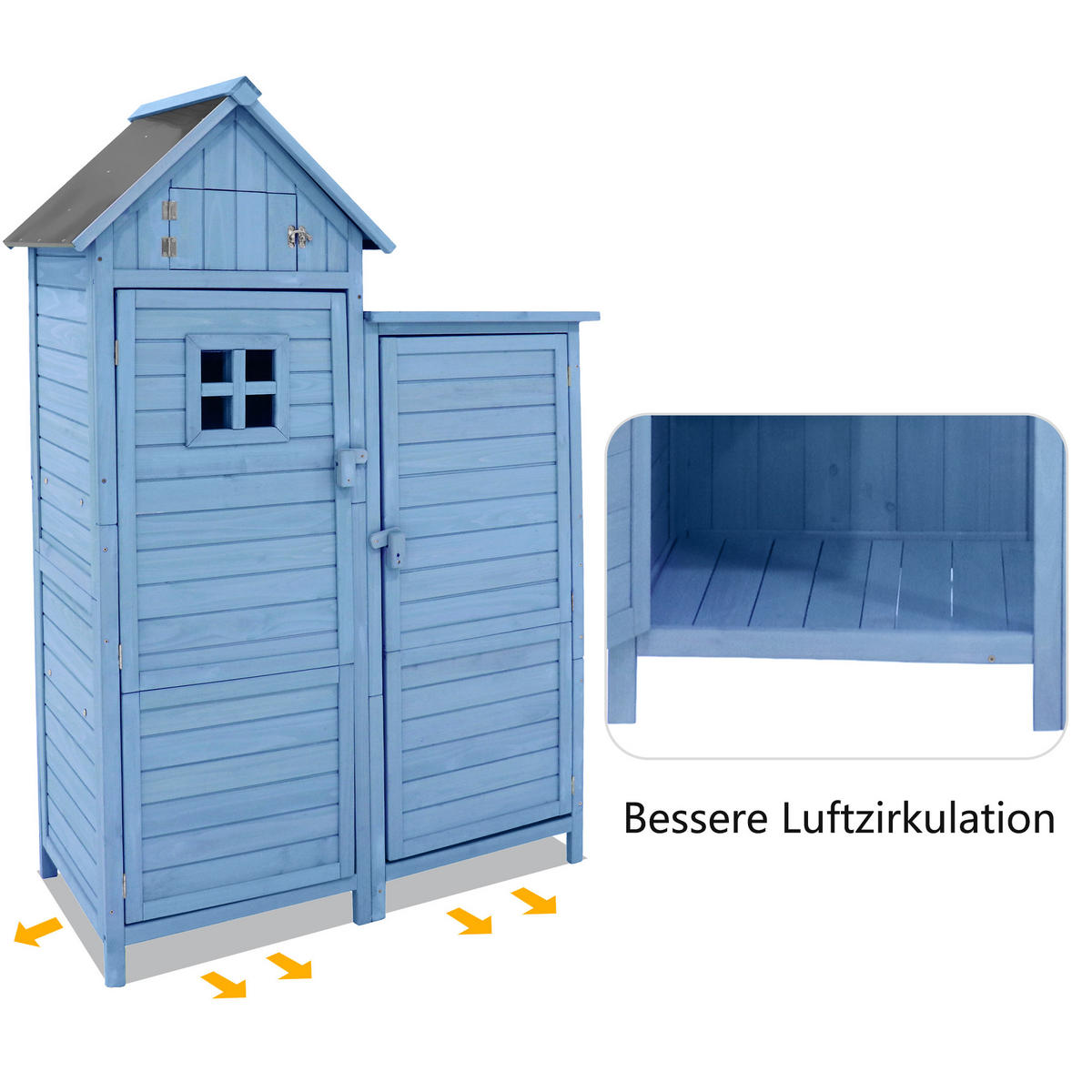 GERÄTEHAUS 118x54x173cm Blau Wetterfest Mit PVC-Dach - Blau, Holzwerkstoff (54/173/118cm) - FLIEKS