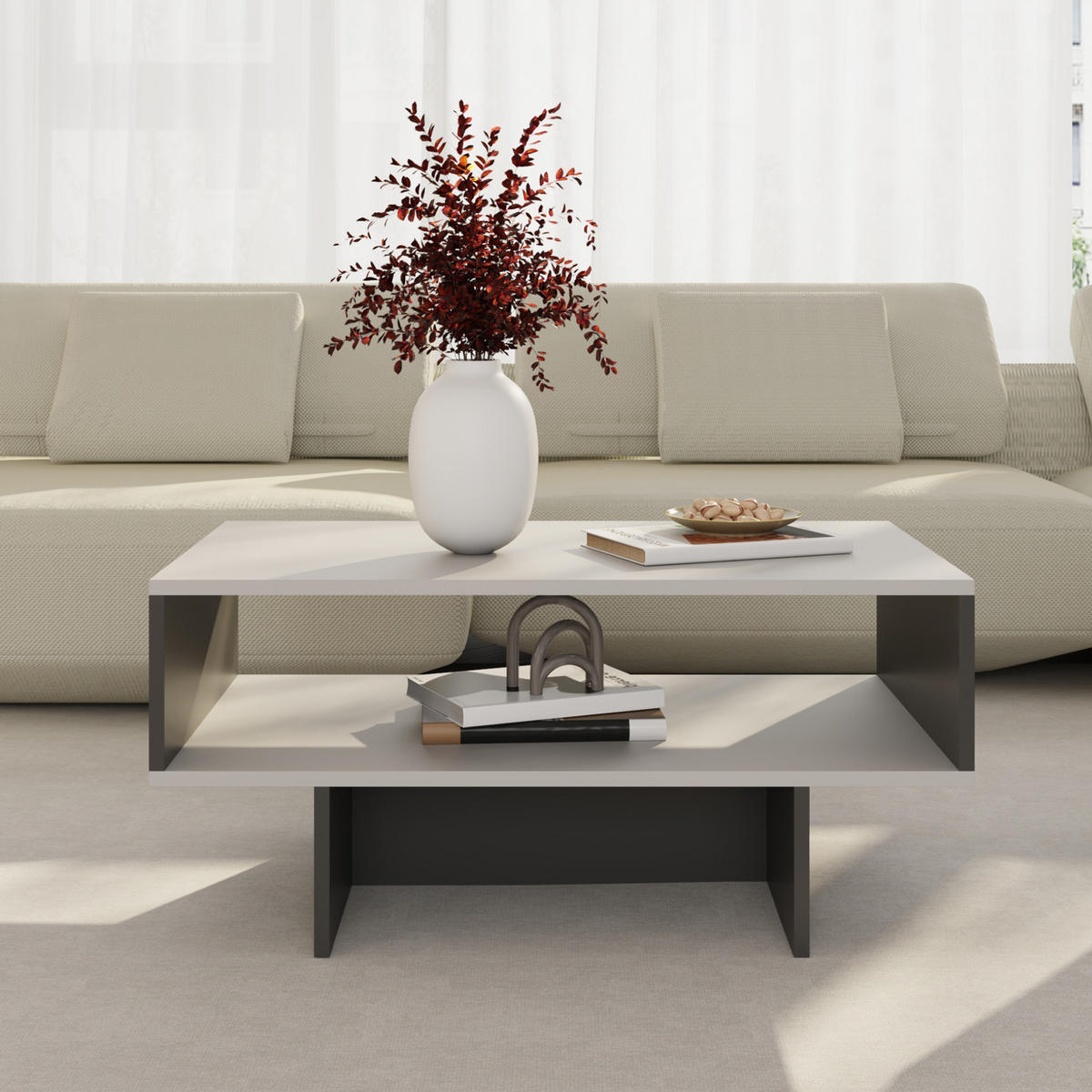 COUCHTISCH Mjölby 80/45/37 - Anthrazit, Holzwerkstoff (45/80/37cm) - [en.casa]