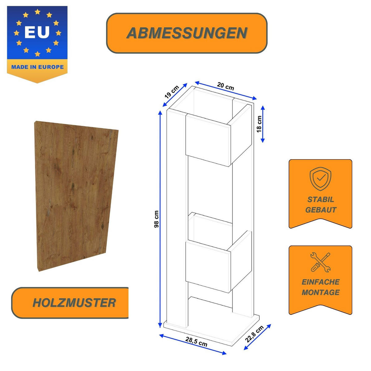 BLUMENSTÄNDER Duo - Nussbaumfarben, Holzwerkstoff (23/98/29cm) - RAUMHIRSCH FURNITURE