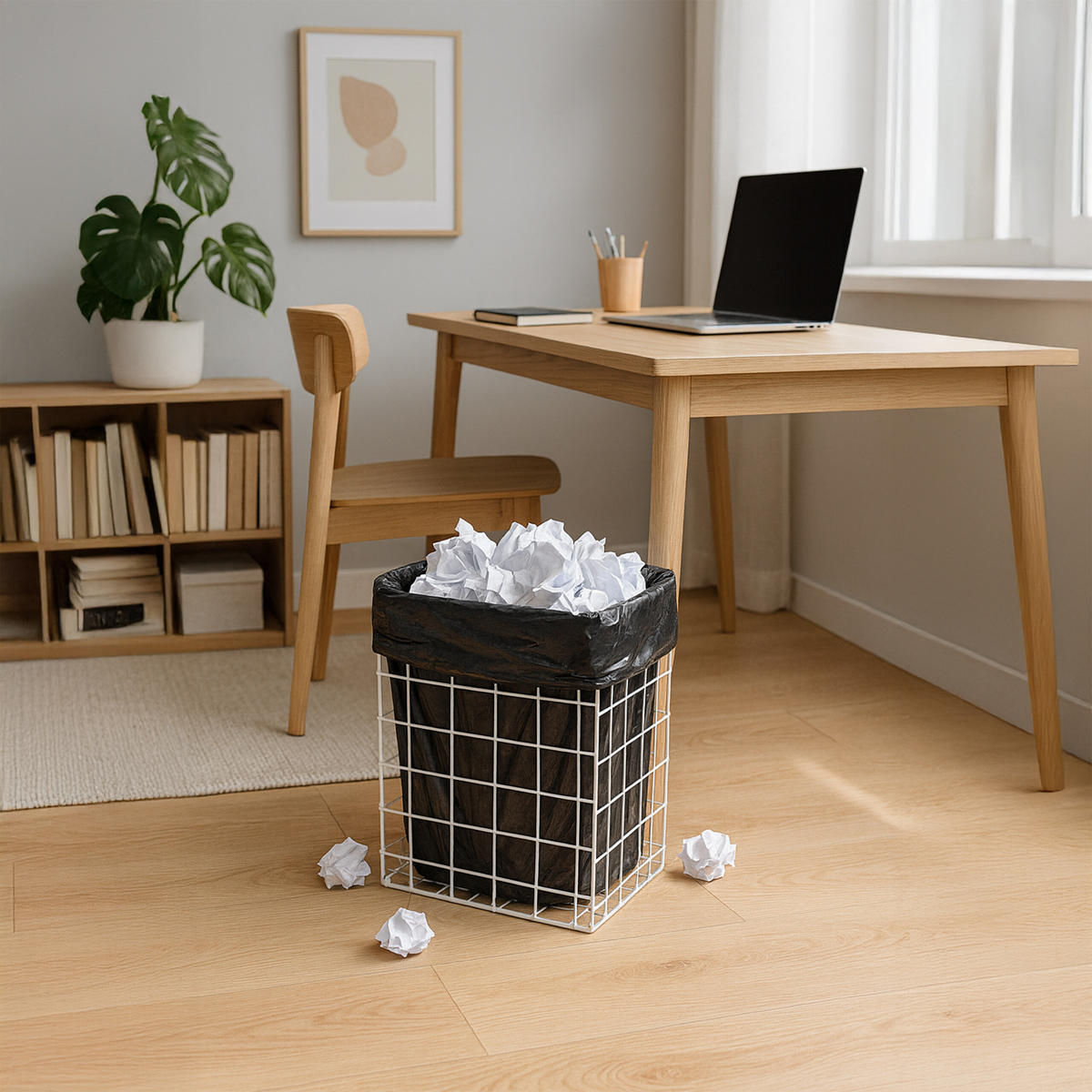 PAPIERKORB - Weiß, Metall (40/62/25cm) - Relaxdays