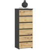 KOMMODE Grau, Eiche Artisan 40x35x109 cm - Eiche Artisan/Grau, Holzwerkstoff (40/109/35cm) - Akord