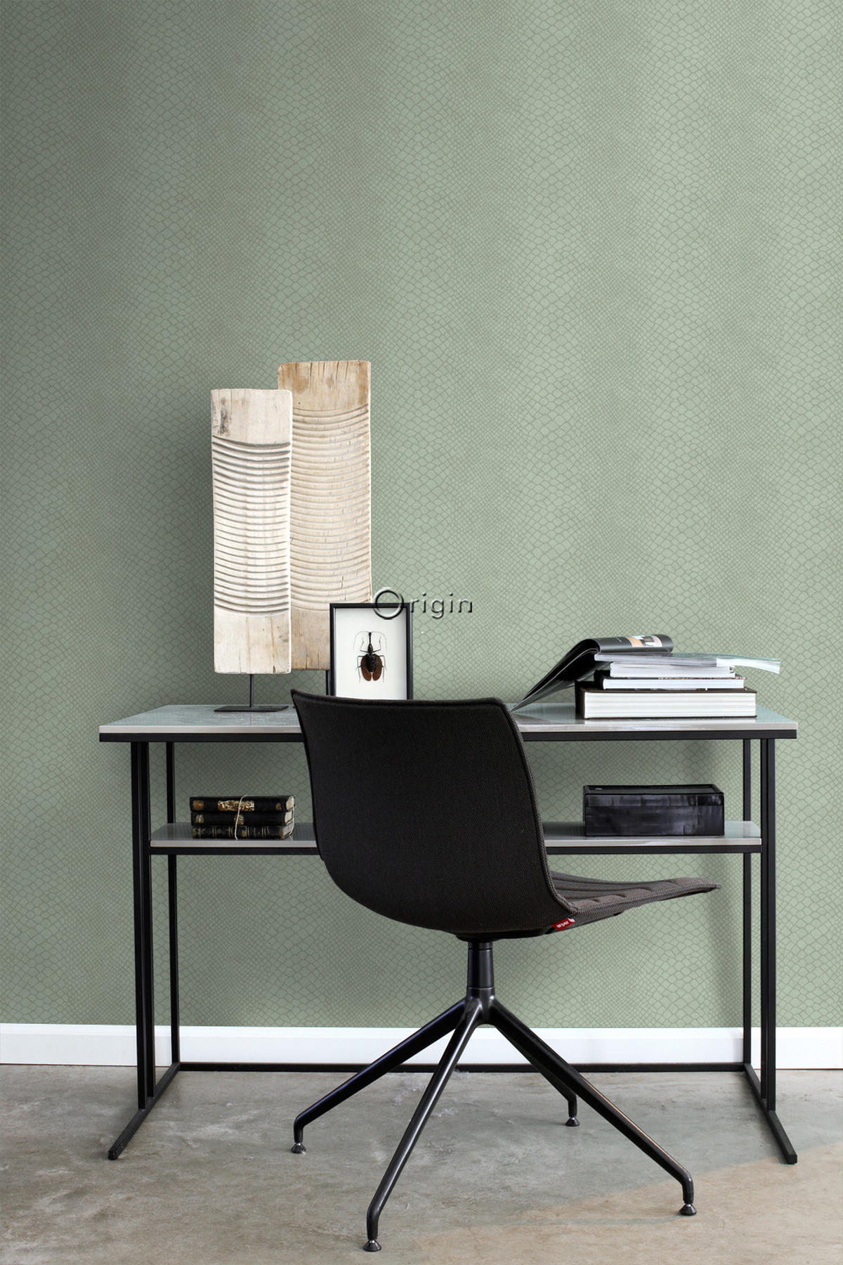 TAPETE Schlangenhaut-Motiv 53 cm x 10.05 m - Grün, Papier (53/1000cm) - Origin Wallcoverings