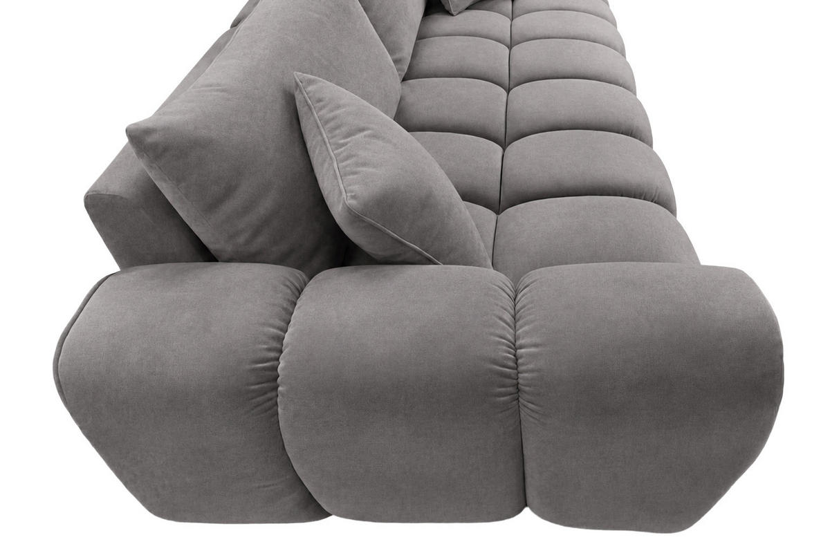 ROZKLÁDACÍ POHOVKA s úložným prostorem, velurová tkanina Bluvel, Popelavě šedá, COSMOPOLITAN - světle šedá, dřevo (240/97cm) - Kaiser Möbel
